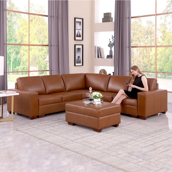 Hokku Designs Jaliea 5 Piece Leather Sectional Wayfair Canada   Jaliea 5   Piece Leather Sectional 